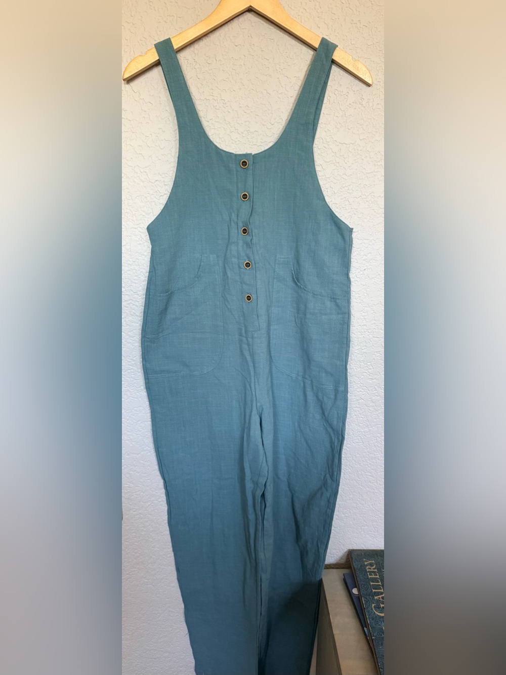 NWT LAKE BLUE LINEN COTTON OVERALLS, XSMALL - Picture 8 of 16